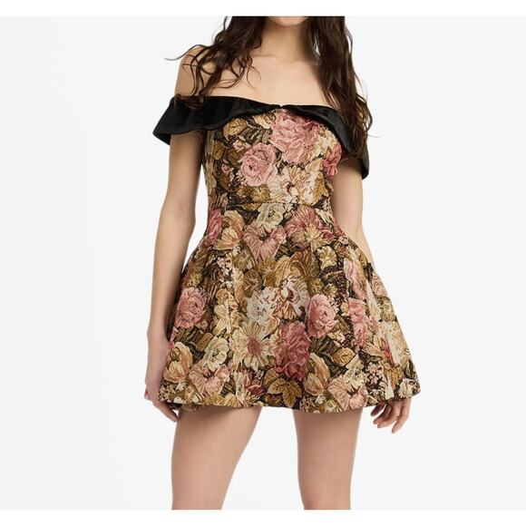 NWT En Saison Carey Jacquard Off the Shoulder Fit & Flare Minidress Size L - Picture 1 of 11